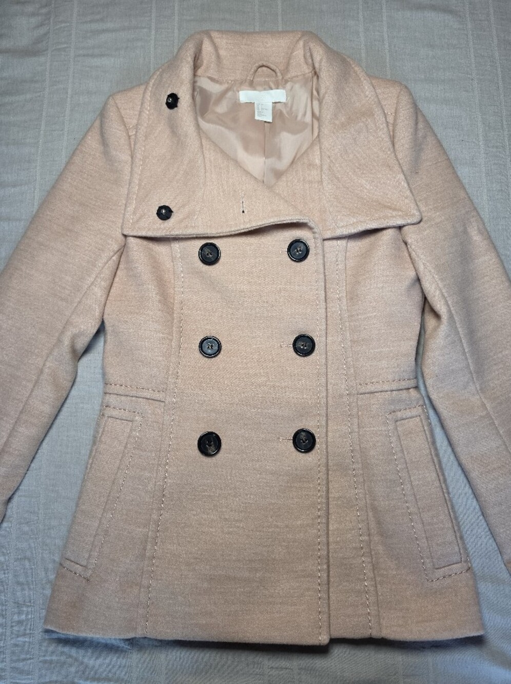 H & M Blush Pea Coat Women's Size 2 - Picture 12 of 14